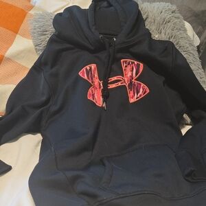 Under Armour Navy Hoodie with Pink Logo